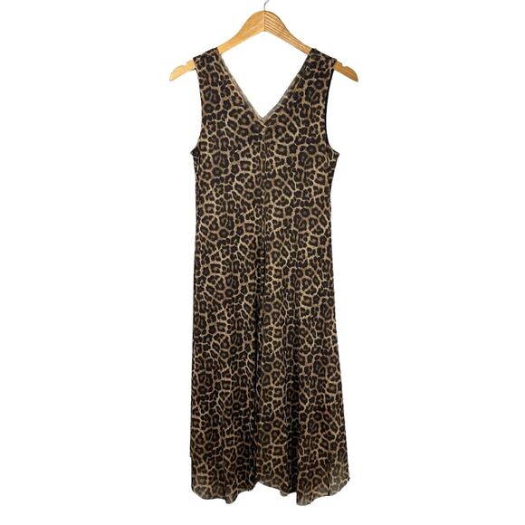 T Tahari NWT Flare Asymmetric Leopard Print Sleeveless Mesh Dress - Picture 4 of 12